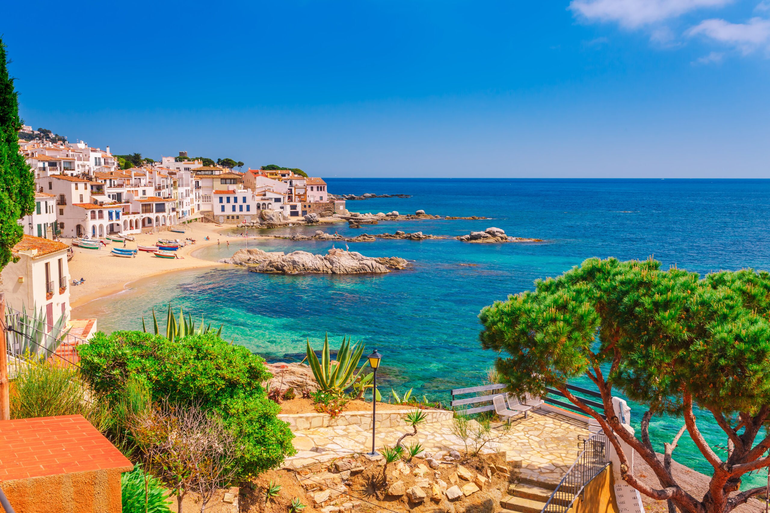 Sea,Landscape,With,Calella,De,Palafrugell,,Catalonia,,Spain,Near,Of Spanish beach