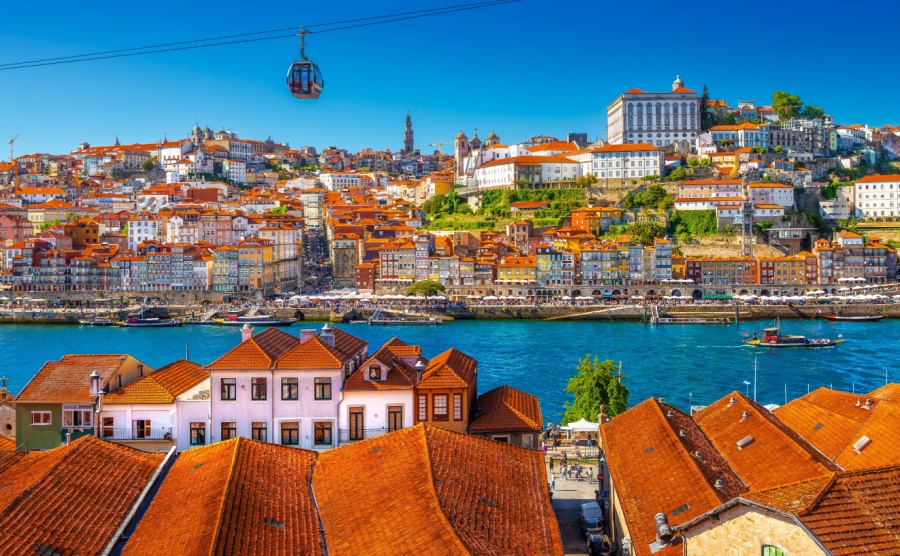 Beautiful view of the city of Porto on a beautiful summer day